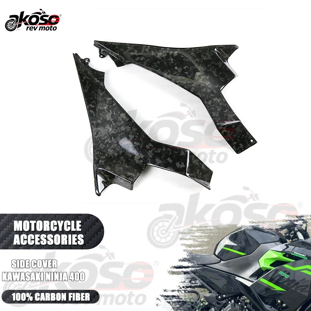 

100% 3K Carbon Fiber Tank Side Cover Panel Fairing Motorcycle Modified Parts For Kawasaki Ninja 400 2019+ Accessories Supplies