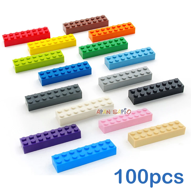 100pcs 2x8 Dot DIY Building Blocks Thick Educational Creative Toys for Children Figures Plastic Bricks Size Compatible With 3007