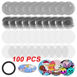 100PCS Blank Button Making Supplies 25-75mm Round Badge Parts Plastic / Metal Frosted Pin Badge Kit for Button Maker Machine