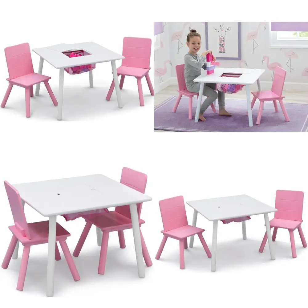 

Toddler Art Desk with Storage and Chairs - Craft, Play, and Learning Table for Ages 3-6, Sturdy Wood, GREENGUARD Gold