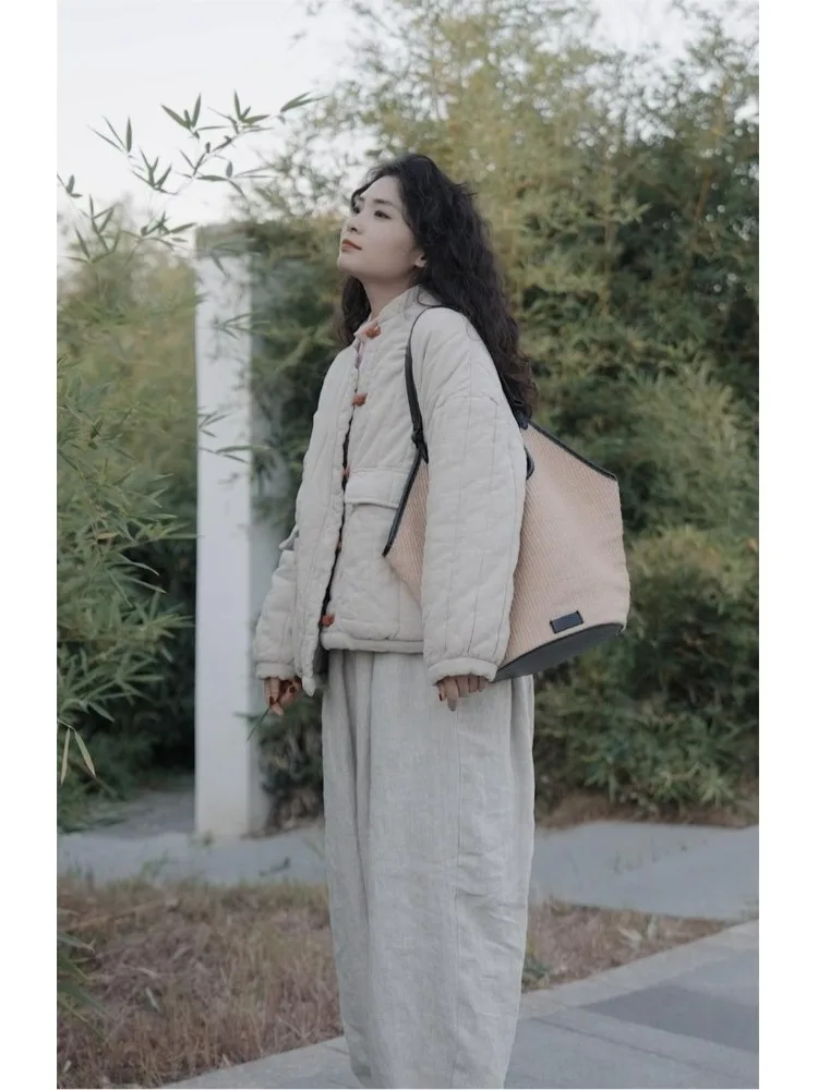 Chaqueta de Invierno Auténtica de Aodón, Diseño Hoado y Moderno con Bloques de Color y Botones, Antienvejecimiento, Elega...