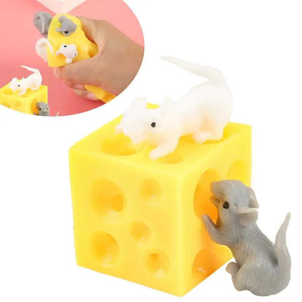 

Funny Prank Cheese Mouse Squeeze Toy Cute Stress Relief Fidget Gadget For Kids & Adults Anti-Anxiety Sensory Play