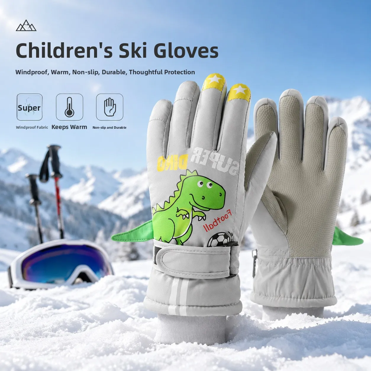 Thickened Fleece Children's Gloves Waterproof Outdoor Winter Equipment Windproof Warm Skiing Cycling Snow Playing Boys Gloves