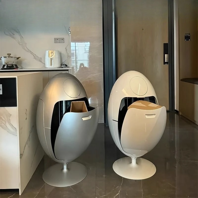 

Trash can, egg-shaped high-value, light luxury high-end storage bucket in household living room