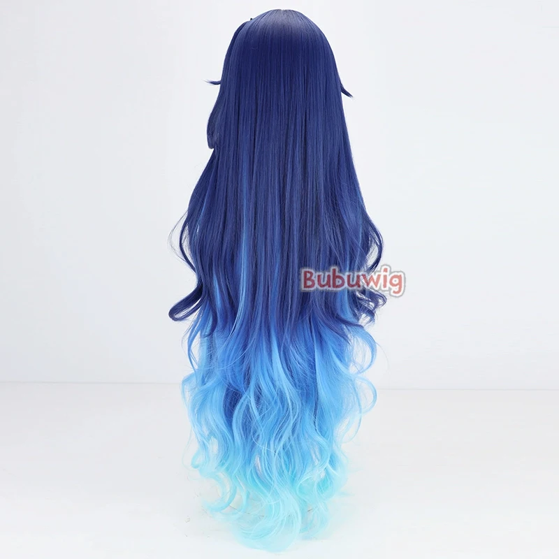 Bubuwig Synthetisch Haar Amamiya Kokoro Cosplay Pruiken Virtuele YouTuber 110 cm Lang Golvend Blauw Gemengd Lichtblauw Cos Pruik Hittebestendig