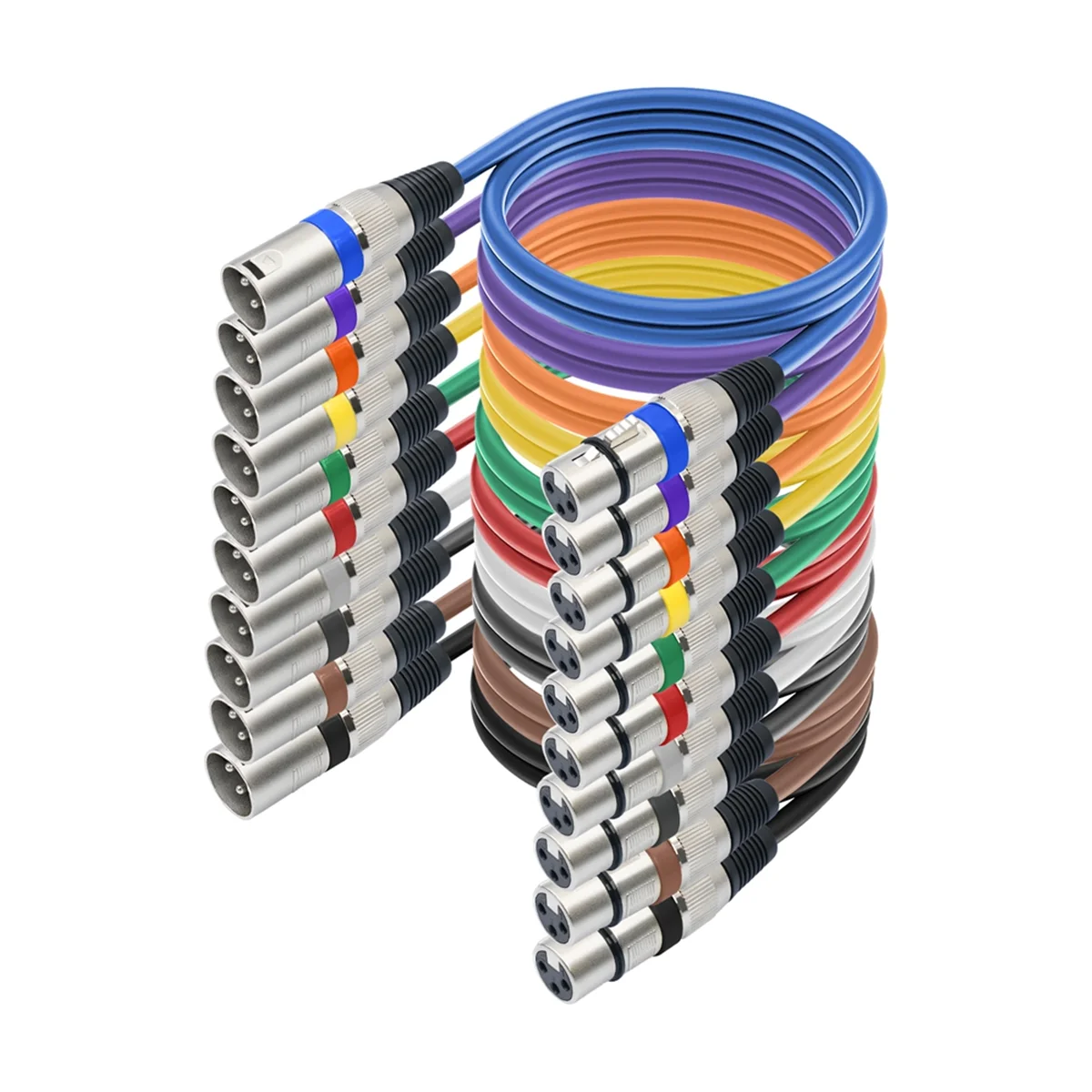 ABDQ-10 Pack 3Ft 3Pin XLR ذكر إلى أنثى كابل ميكروفون XLR كابل XLR متوازن لخلاط الميكروفون، استوديو التسجيل