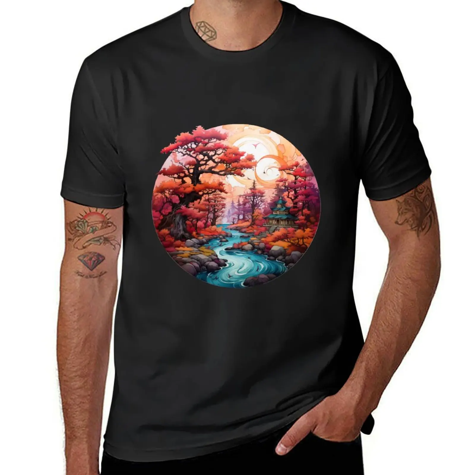 Camiseta de manga curta masculina, design fantasia, roupas de verão, tamanhos maiores, outono