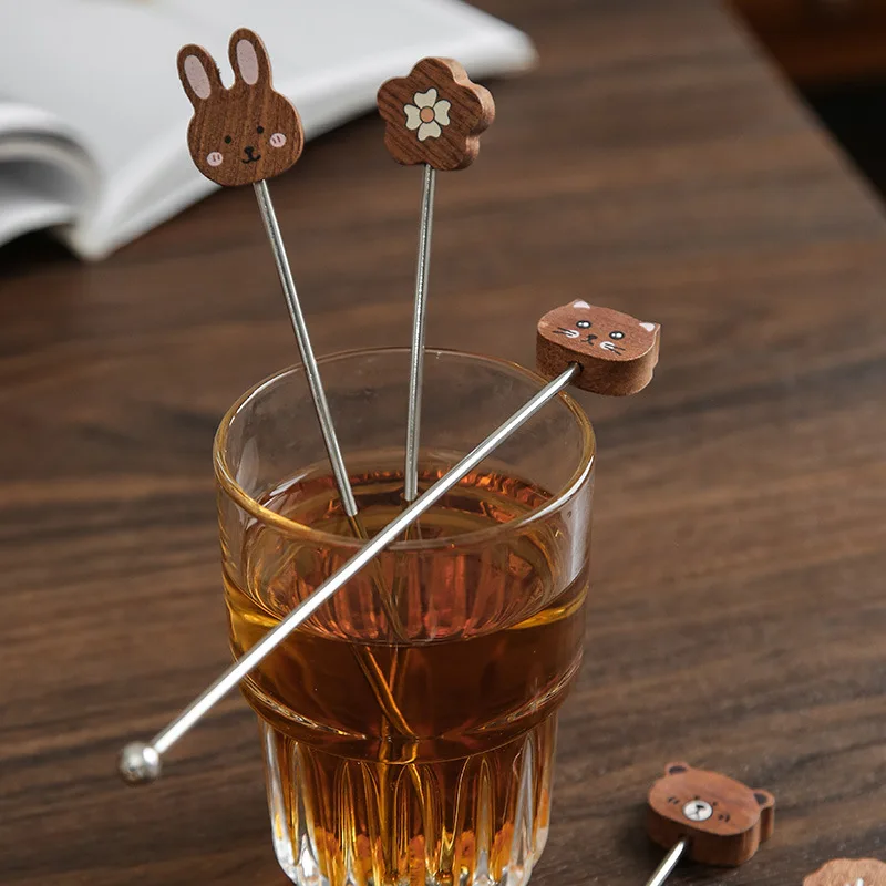 

Home Japanese Retro Solid Wood Black Walnut Wood Thickened 304 Stainless Steel Dessert Spoon Yogurt Ice Cream Cake Fork Spoons