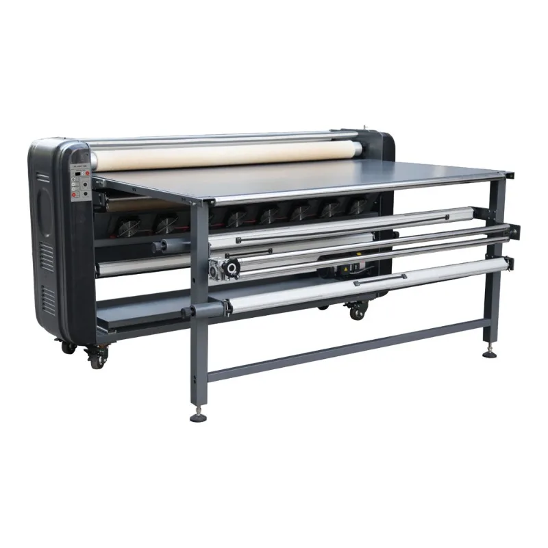 Roll-to-roll large format heat transfer machine for making samples (oil changer)