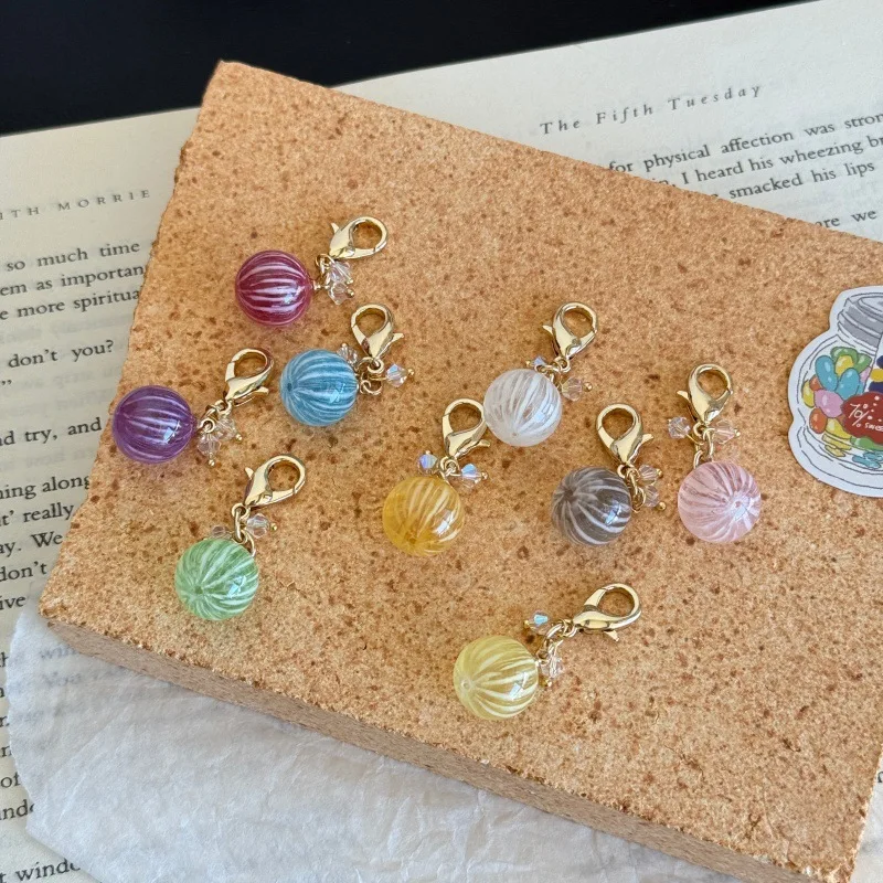 6Pcs Mini Japanese Style Resin Candy Pendants Colorful Simulation Charms For Keychain Notebook Stationery Decor