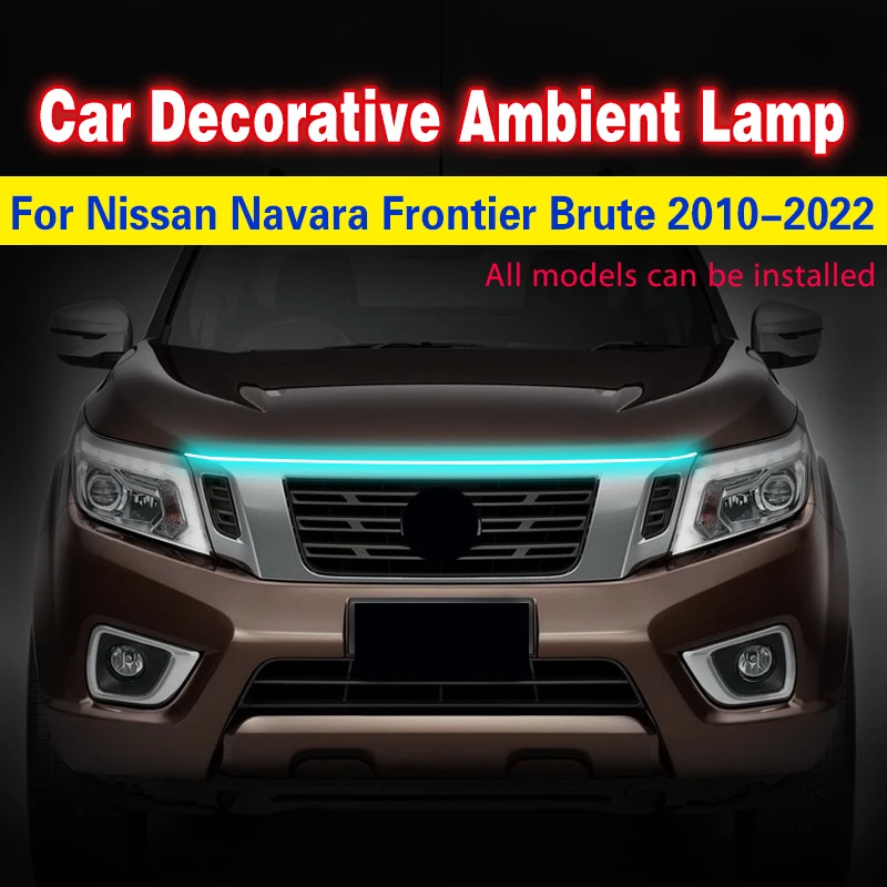 Led Car Hood Light Strip Through-type Auto Modified for Nissan Navara Cuttable Decorative Light Car Daytime Running Lights 12V