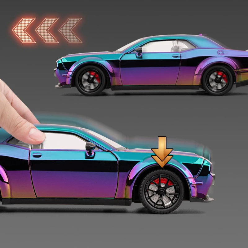 

1:24 Challenger SRT Hellcat sports car Alloy Car Model Diecasts Metal Toy Car Model Simulation Sound Light Collection Kids Gift