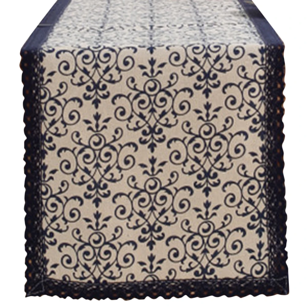 

High Quality Cotton Blue White Porcelain Tablecloth Table Runner Vintage Style Dining Table Cover Romantic Party Decor