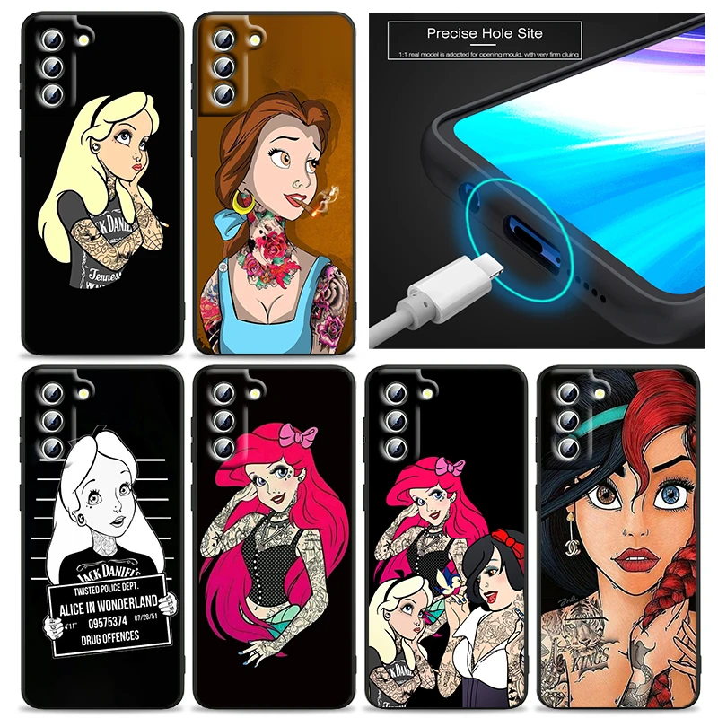 

Tattoo Princess For Samsung Galaxy S24 S23 S22 S21 S20 FE S10 S10E Plus Ultra Pro Lite 5G Black Cover Phone Case