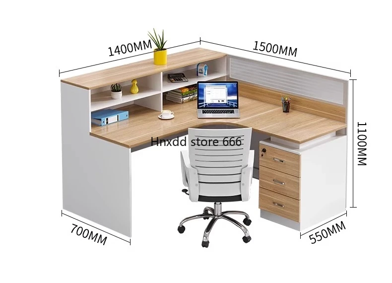 Financial desk Office desk and chair combination with side cabinet Simple and modern