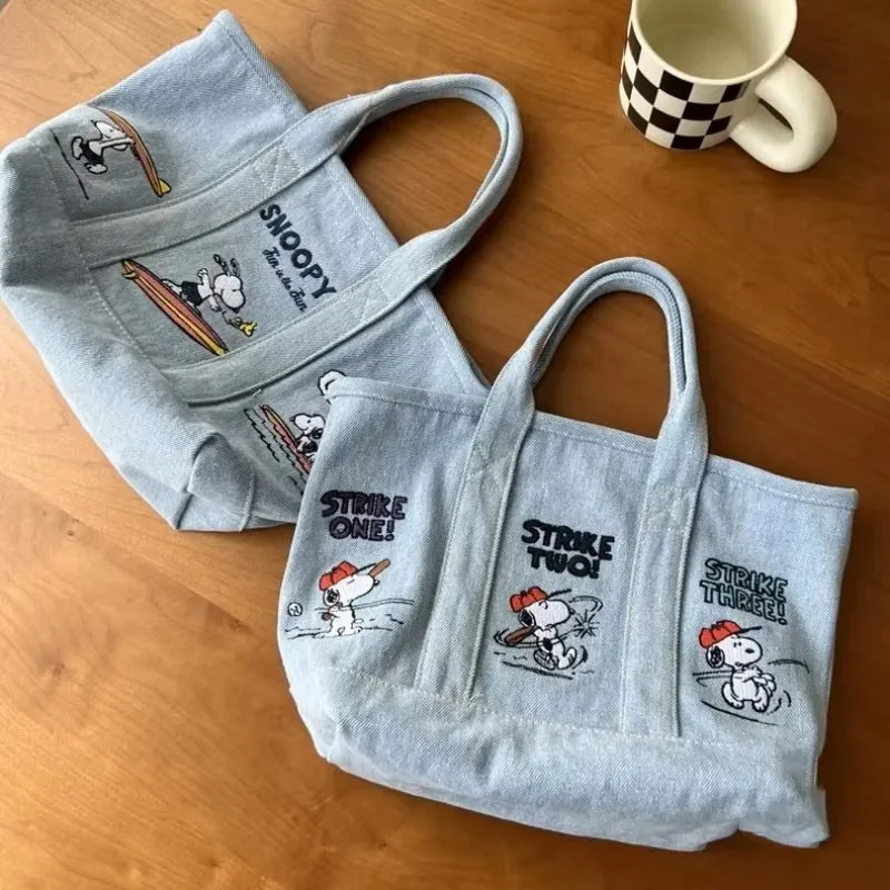 Snoopy Canvas Tote Bag Fashion Denim Handbag Portable Shopping Bag Daily Casual Shoulder Bag Christmas Gift