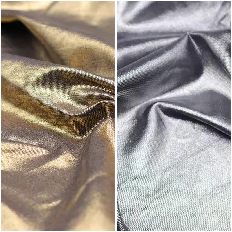 100x150cm Glitter Hot Stamping Water Washed Denim Fabric DIY Clothing Coats Textile Thicken Bronzing Golden Designer Fabric