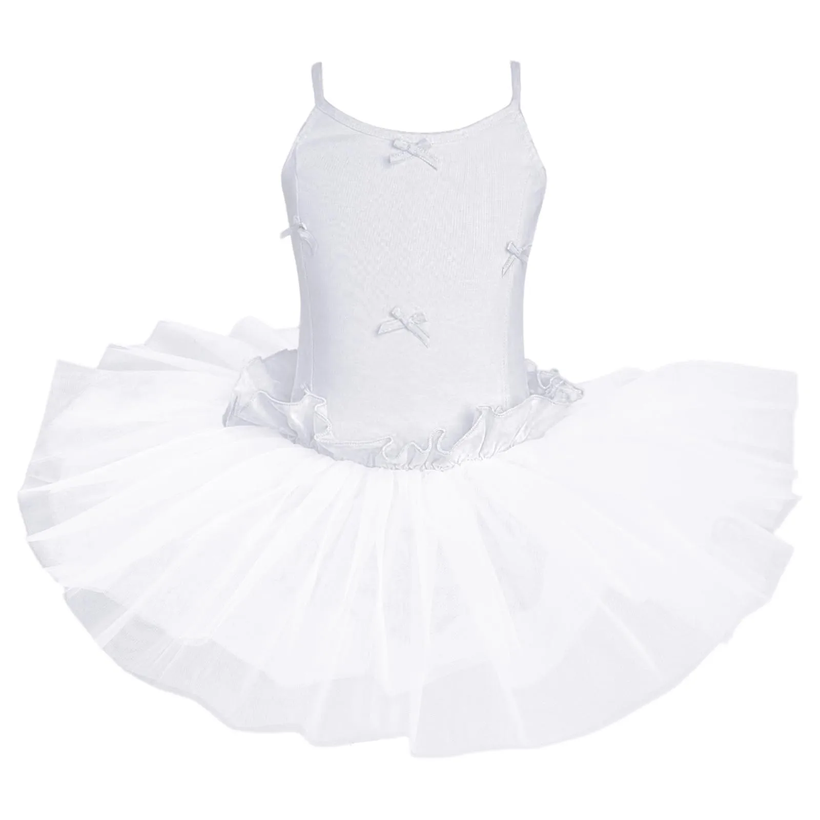 

Kids Girls Cute Bowknot Ballet Dress Ballerina Dance Leotard Dresses Spaghetti Straps Ruffles Tutu Skirted Dress for Performance