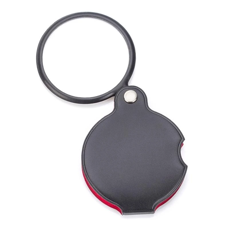

652F 8X Mini Glass Folding Pocket Magnifier with Rotating Protective Leather Sheath for Reading Science Jewelry