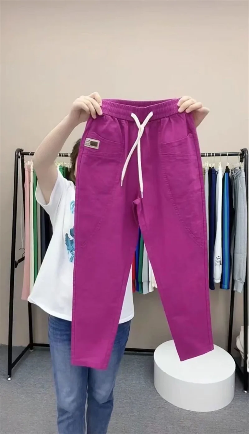 Spring Summer Women's Harem Pants High Waist Straight Casual All-match Pants Women Fashion Loose Cotton linen Trousers Female
