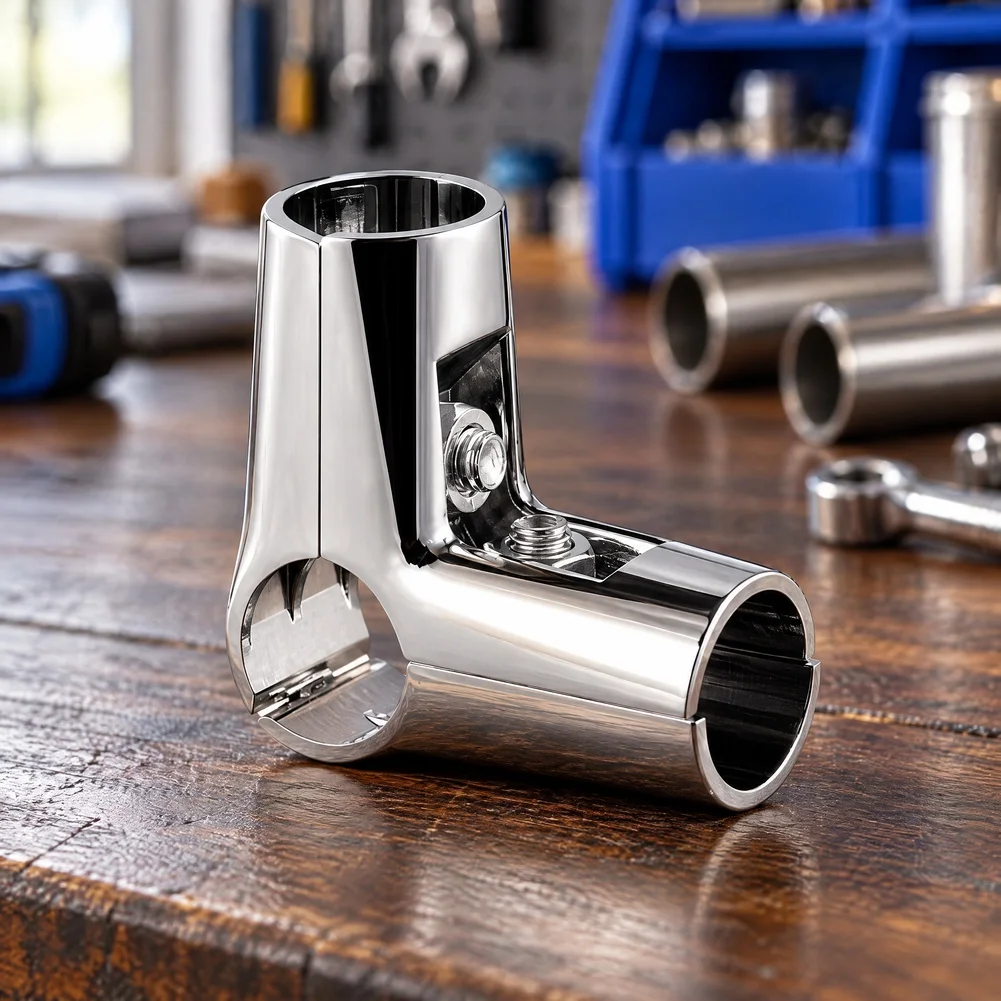 4 Piece Aluminum L Connectors Designed for 25mm and 32mm Outside Diameter Stainless Steel Pipes with Mounting Hardware