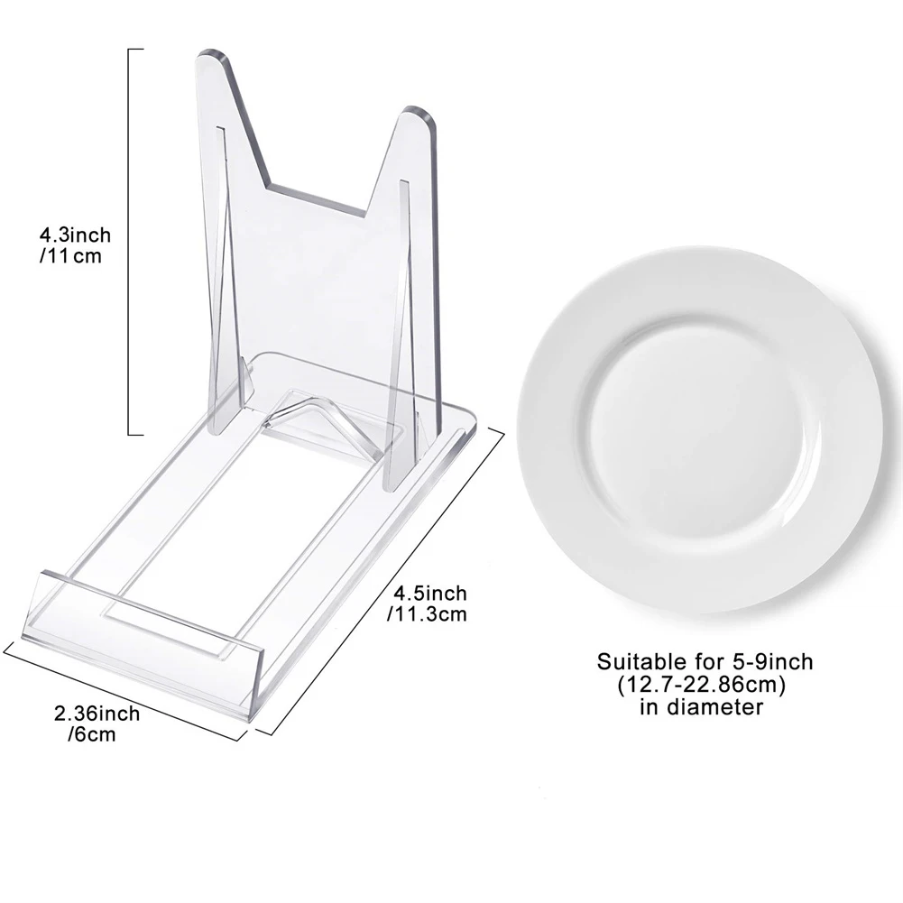 2pcs Clear Acrylic Plaque Display Stand Adjustable Plastic Holder Stand Tray For Phone Photo Frame Picture Dishes Plate Tag Rack