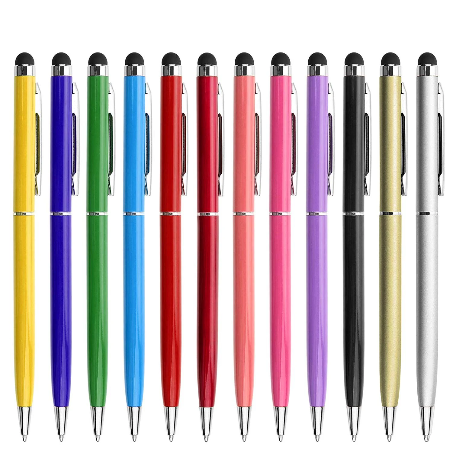 100pcs Mini Metal Universal Touch Screen Stylus Roller Ballpoint Pen 2 In 1 For iPhone iPad Samsung Smartphones Free Custom Logo