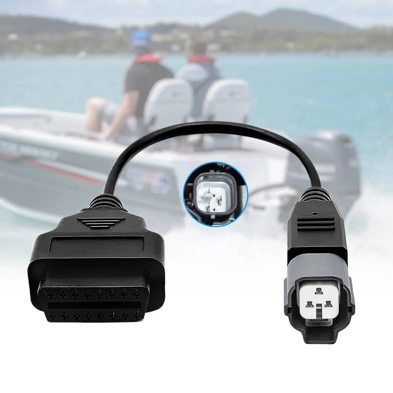 OBD2 Adapter for Yamaha Outboard 3 Pin to 16 Pin Diagnostic Cable,Fits Yamaha Jet Boat/Motorboat Work with YDS Diagnostic System