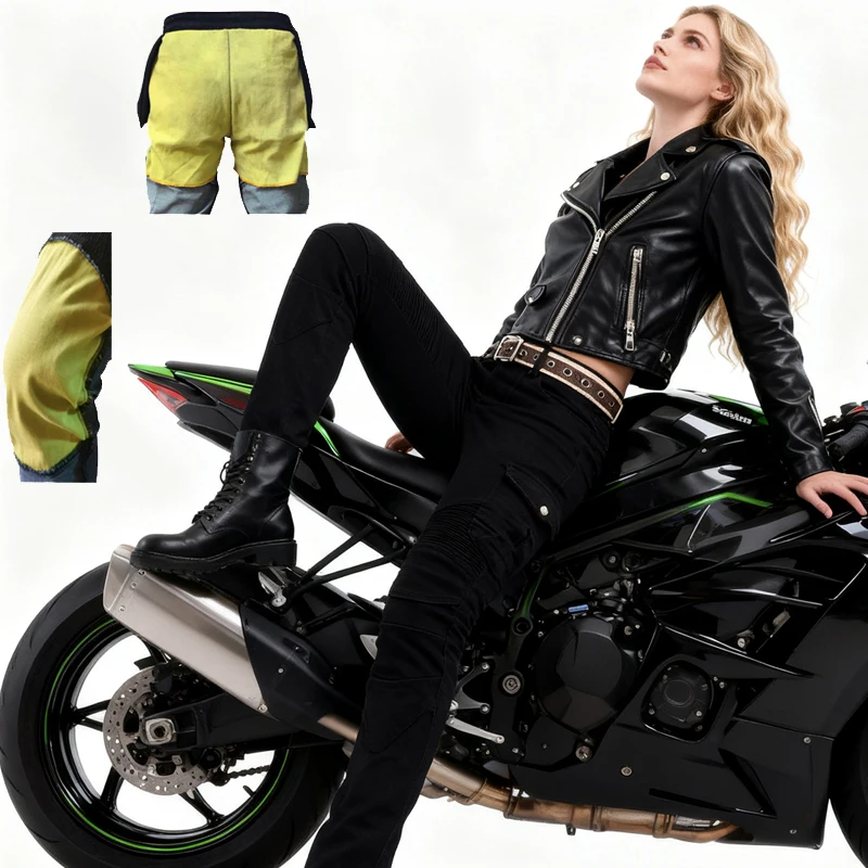 

Кевларовые мотоциклетные джинсы для женщин, устойчивые к истиранию брюки для мотокросса, повседневное снаряжение для верховой езды, удобная посадка