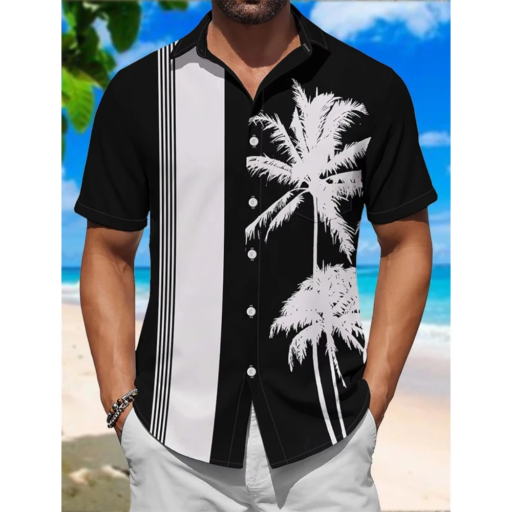 

Men's Color Block Line Short Sleeves Artistic Casual Comfortable Outdoor Vacation Street Men's Retro Fashion Tops Summer Shirt