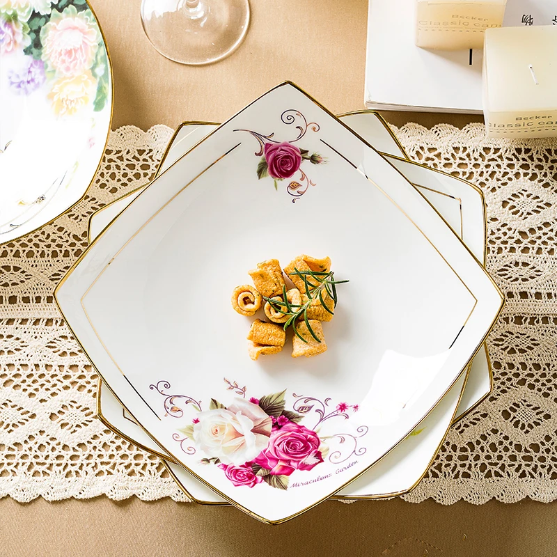 

Deep plate round dish plate ceramic soup plate tableware simple creative Bone China dish plate dinner plate deep plate