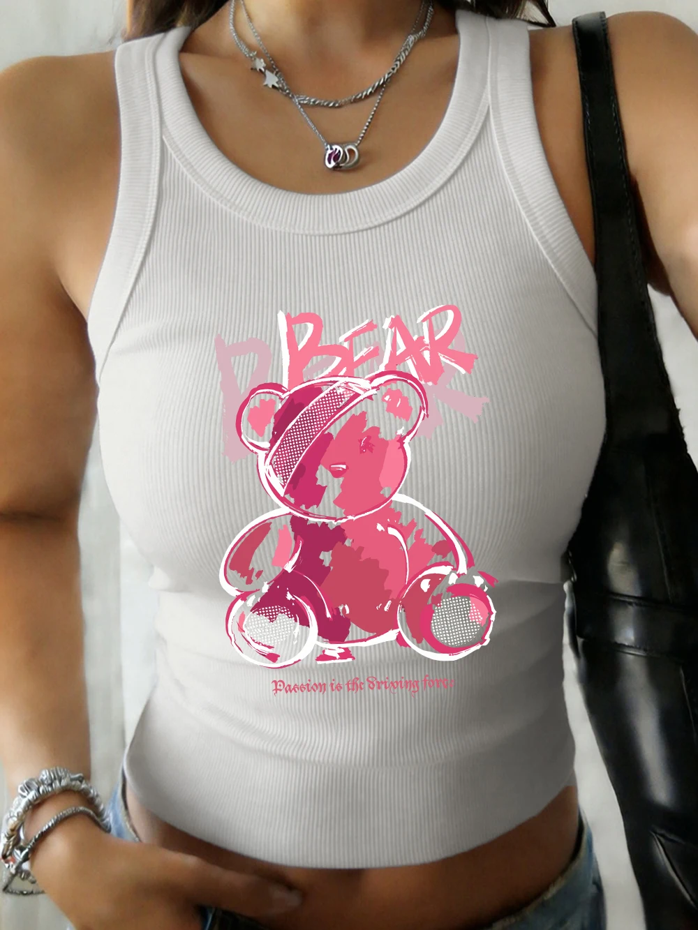 

Cute Bear With Serious Injuries Women Casual Elastic Undershirt Basic Cotton Slim Tank Tops Summer Soft O-Neck Sleeveless Vest
