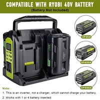 350W Pure Sine Wave Inverter for Ryobi 40V Battery 4-Port Power Station Inverter DC 40V to AC 120V Battery Converter Generators