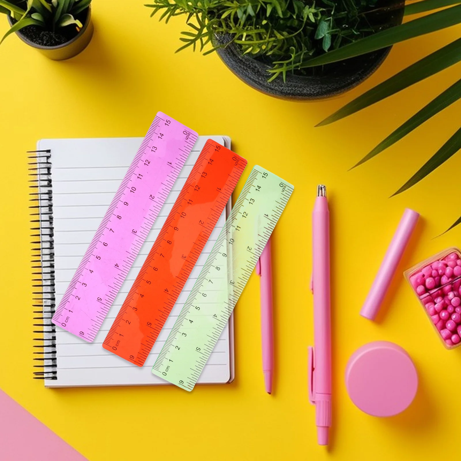 مجموعة مسطرة مدرسية مكونة من 3 قطع أدوات مكتبية للأطفال مسطرة قياس الرياضيات المحمولة خفيفة الوزن تصميم أداة رسم للفصول الدراسية والمكتب المنزلي