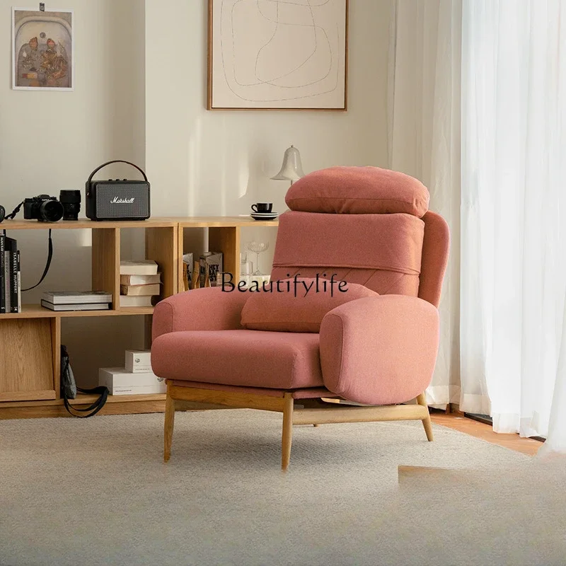 

Z.Single Sofa Nordic Small Apartment Solid Wood Living Room Removable and Washable Fabric Sofa