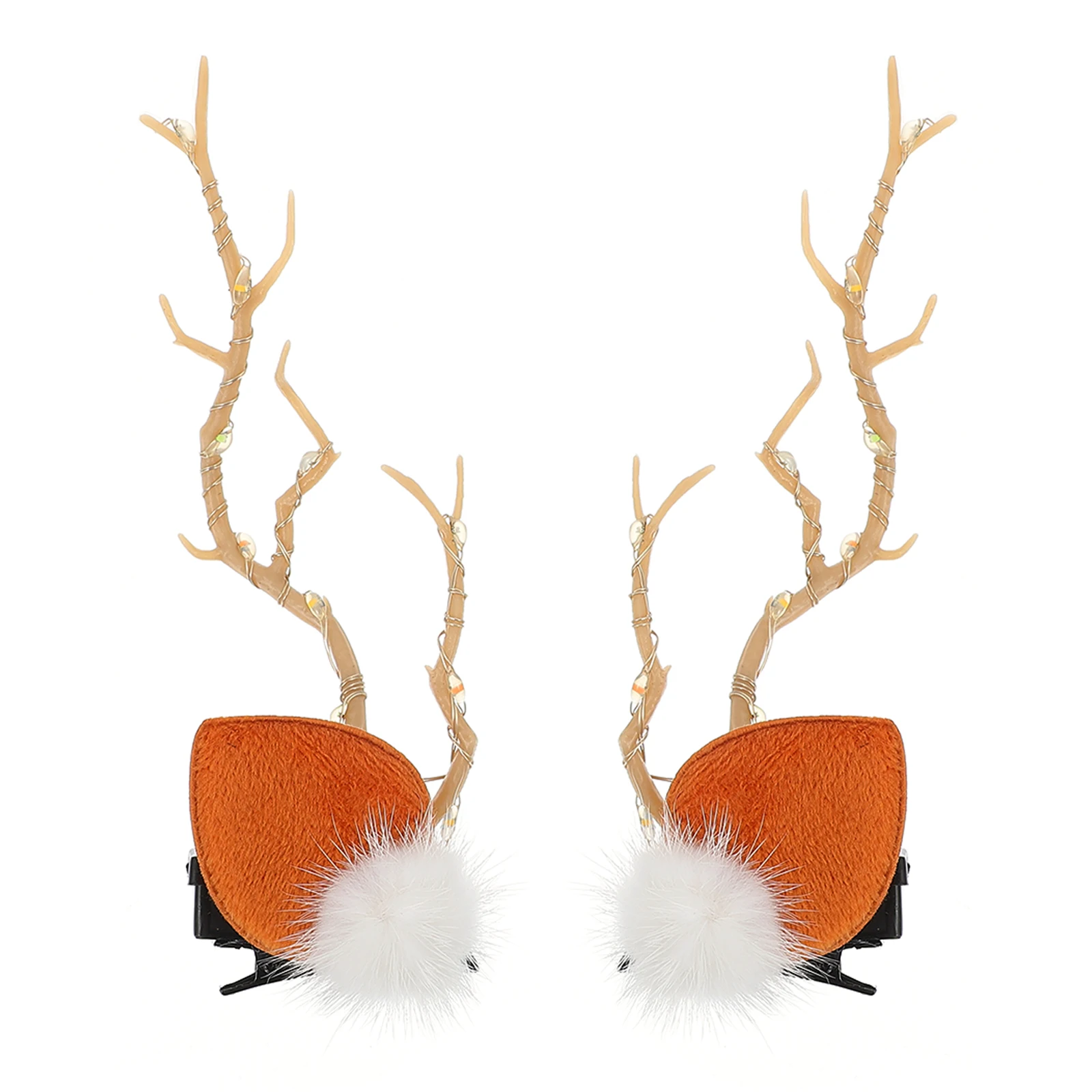 

Glowing Deer Antlers Hairpins Christmas Branch Clip Accessories Shiny Elk Horn Design Hair Decorations Festive Style