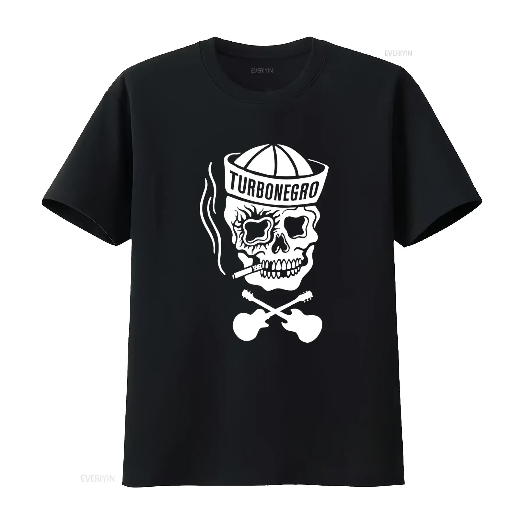 

Turbonegro Sailor Black T Shirt Official Skull Guitar Rock Punk Design vintage Washed Soft designer clothes streetwear Casual