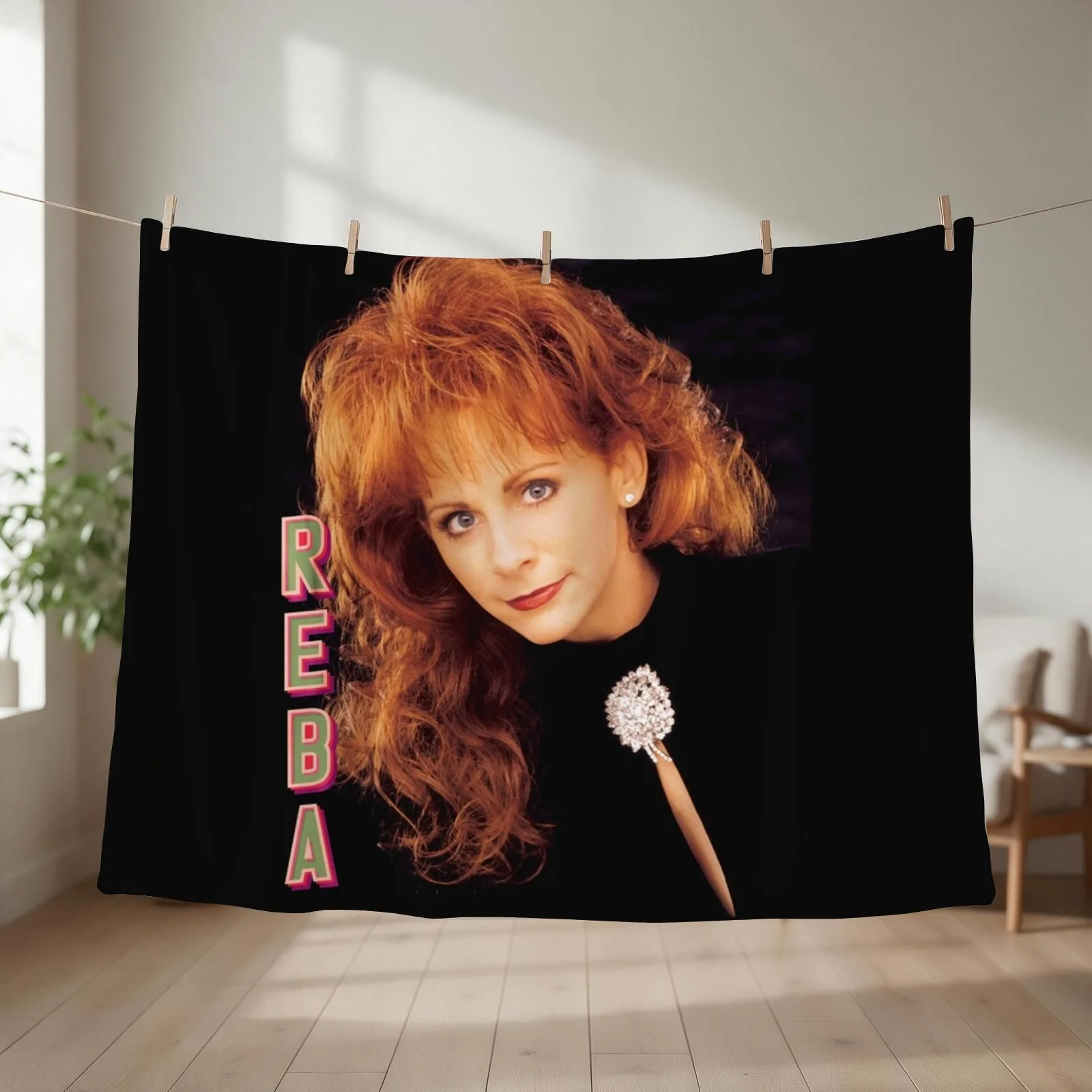 Reba 90s Vintage With Signature Throw Blanket couch cozy soft plush fuzzy picnic outdoor blanket