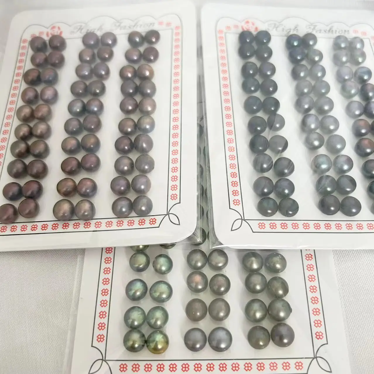 20pcs 4-12mm Black Natural Button Coin Shape Freshwater Pearl Half Drilled Hole Loose diy Earrings Pendant Beads
