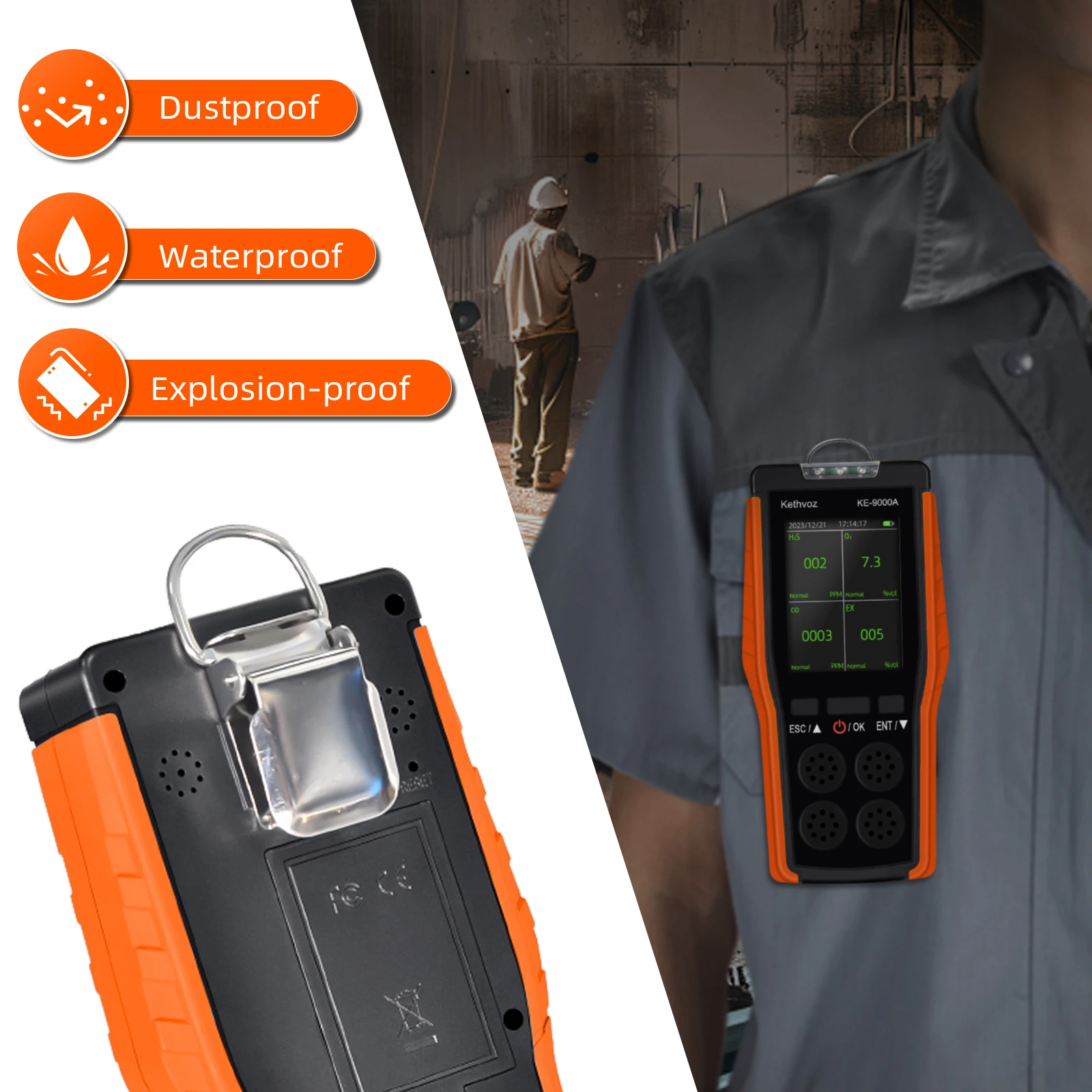 Gas detector,O2,H2S,CO,EX,Four in one gas detector,gas concentration detection,Fast response and accurate measurement 9000A