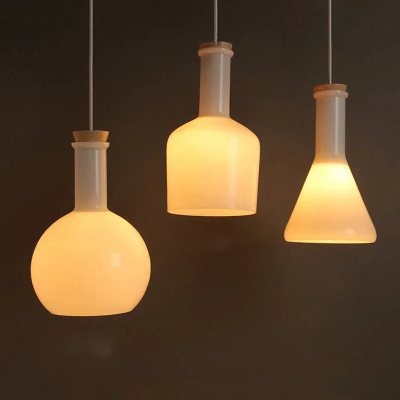 Modern Glass Bottle Pendant Lights Led Hanging Lamp for Home Dining Room Kitchen Lighting Fixture Art Industrial Lamp Loft Decor