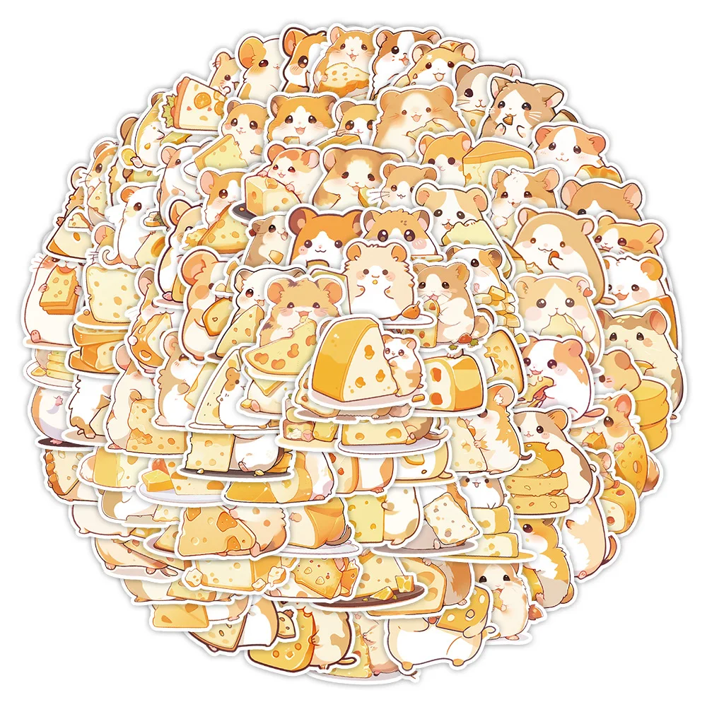 

10/50/100PCS Eat Cheese Hamster Graffiti Stickers Cute Little Fat Mouse Cartoon Decal Notebook Phone Cup Guitar Fridge Kid Toys