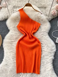 Solid New Chic Fashion Sexy Package Hips Mini Dress Women Summer Slim Elastic Knitted Party Dress Streetwear Lady Outfits