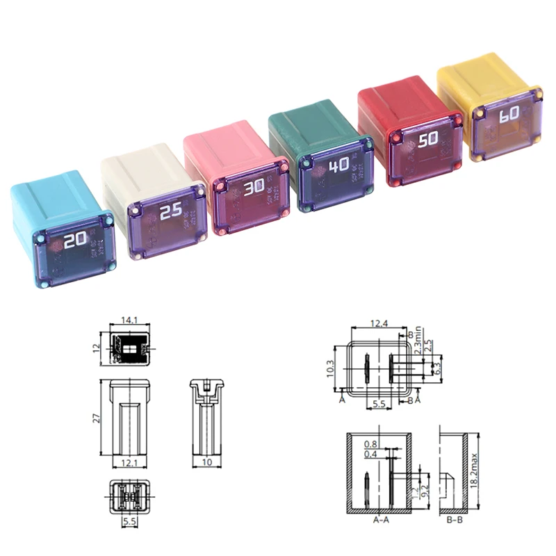 1Pc Square Fuse 20A 25A 30A 40A 50A  PEC Automotive Car Fuse Tube Waterproof Fuse Box For Nissan Honda Toyota,socket Optional