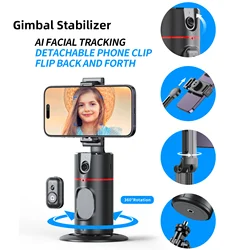 Mini Handheld Gimbal Estabilizador, Clipe de telefone destacável, Smart Face Tracking, Selfie Stick sem fio, Suporte do telefone do tripé com luz