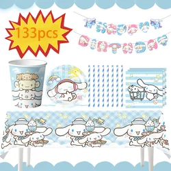 Cinnamoroll Dog Theme Birthday Party Decoration Tableware Number Balloon Cake Topper Plate Birthday Party Supplies Baby Shower