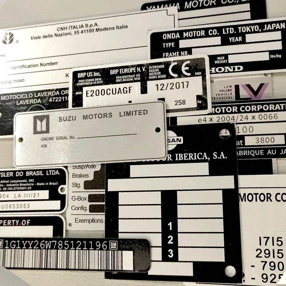 Special Order For Aluminium VIN Plate DO NOT ORDER Until You Have Check With Us SERIAL ID TAG DATA TRUCK