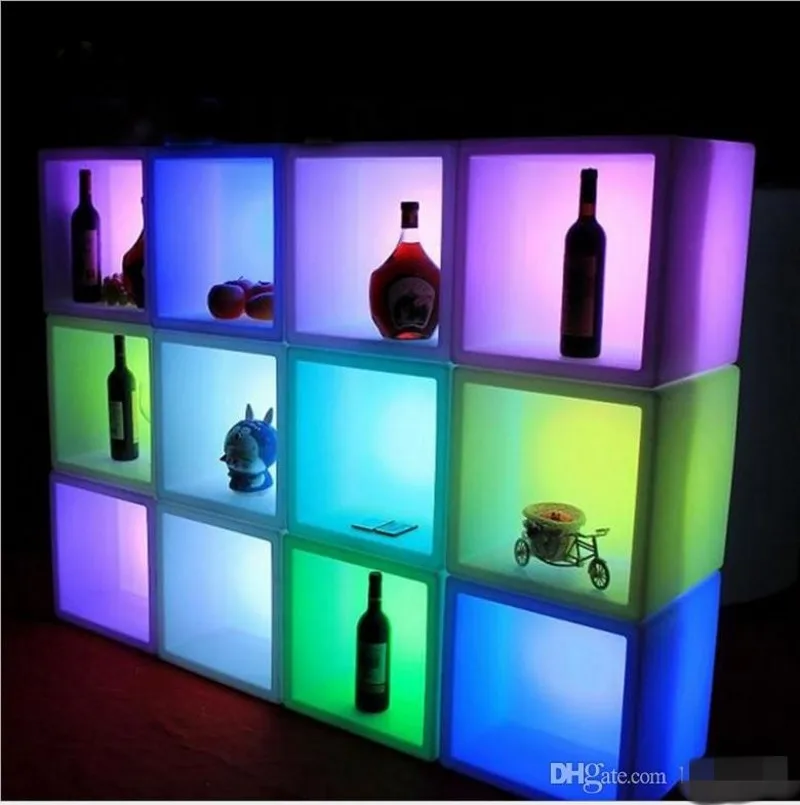 LED Luminous Rechargeable Display Case Bar cabinet Colorful Waterproof Plastic Beer Champagne Bucket Ice Cube Storage Container