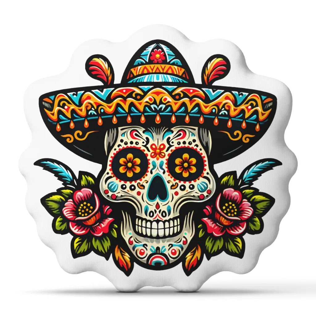 Mexican Calavera Skull Day of the Dead Funny Pillow Cushion Irregular Stuffed Throw Pillow Home Decor Gift Sofa Bed
