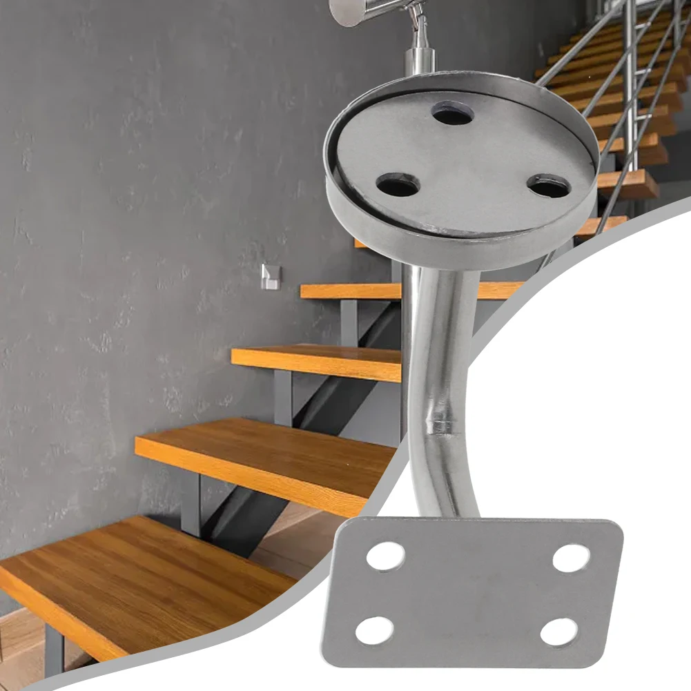 1PC Stair Handrail Brackets Stainless Steel 50x60mm Wall Support Hand Rail Silver Balustrade For Household Hotels Hardware Tools